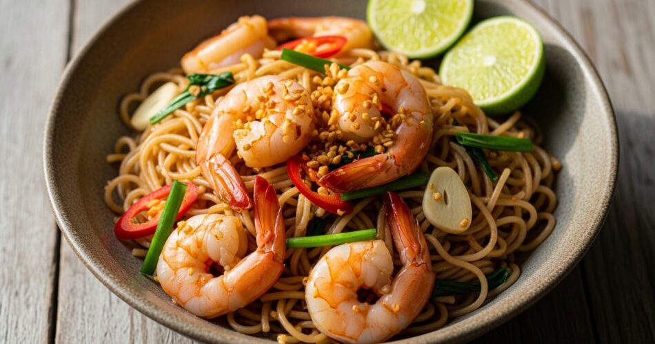 Thai Garlic Shrimp Noodles