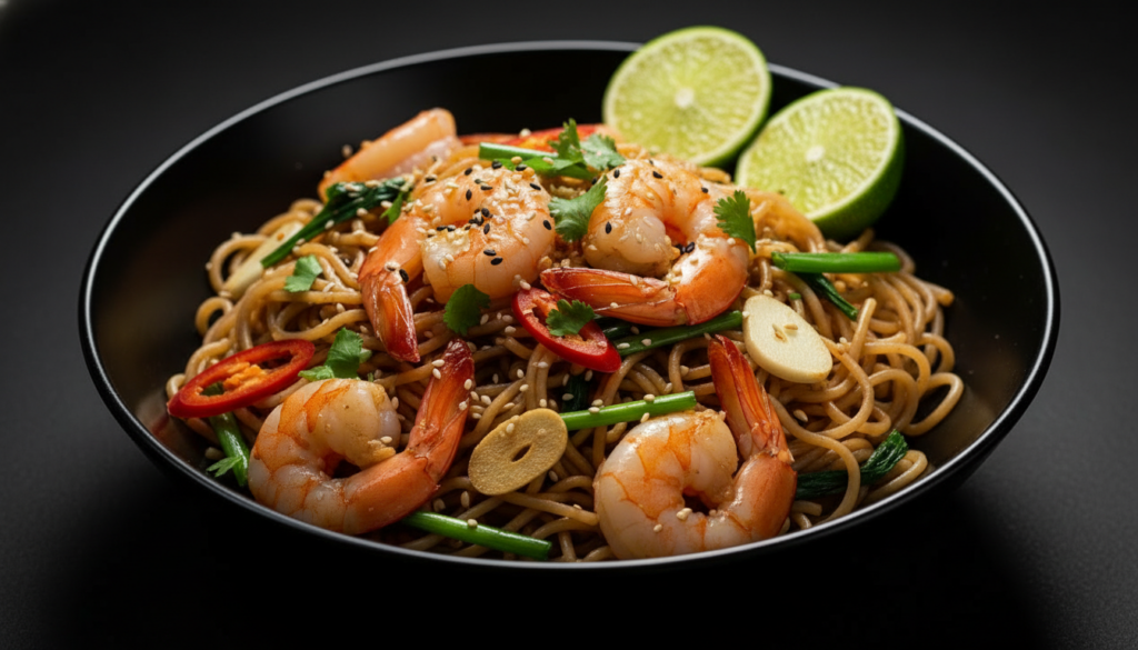 Thai Garlic Shrimp Noodles