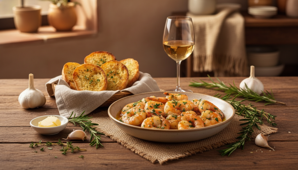 garlic butter shrimp dinner