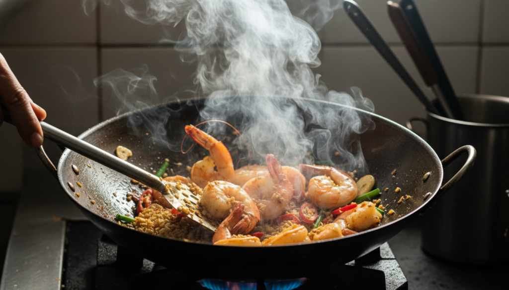 Thai garlic shrimp noodles