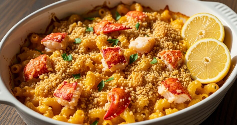 Indulge in rich lobster mac & cheese with sweet lobster chunks and creamy cheese sauce. A gourmet twist on classic comfort food that’s perfect for special dinners.