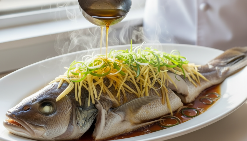 Chinese ginger steamed fish