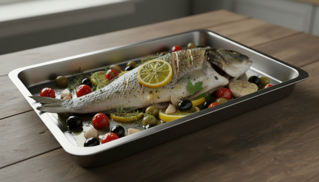 Mediterranean Baked Sea Bass