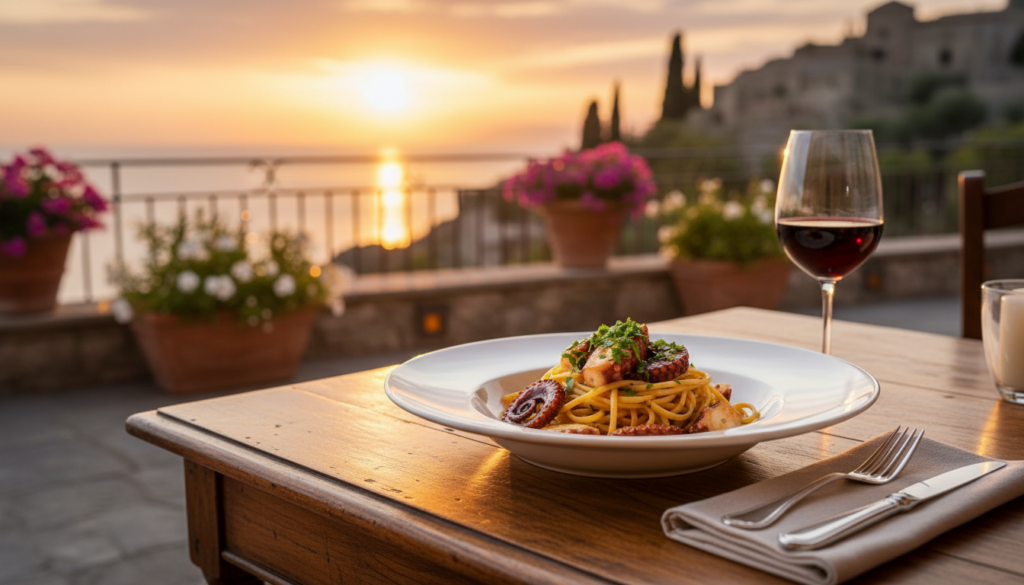 classic Italian octopus linguine