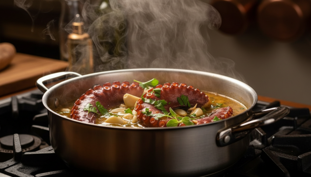 classic Italian octopus linguine