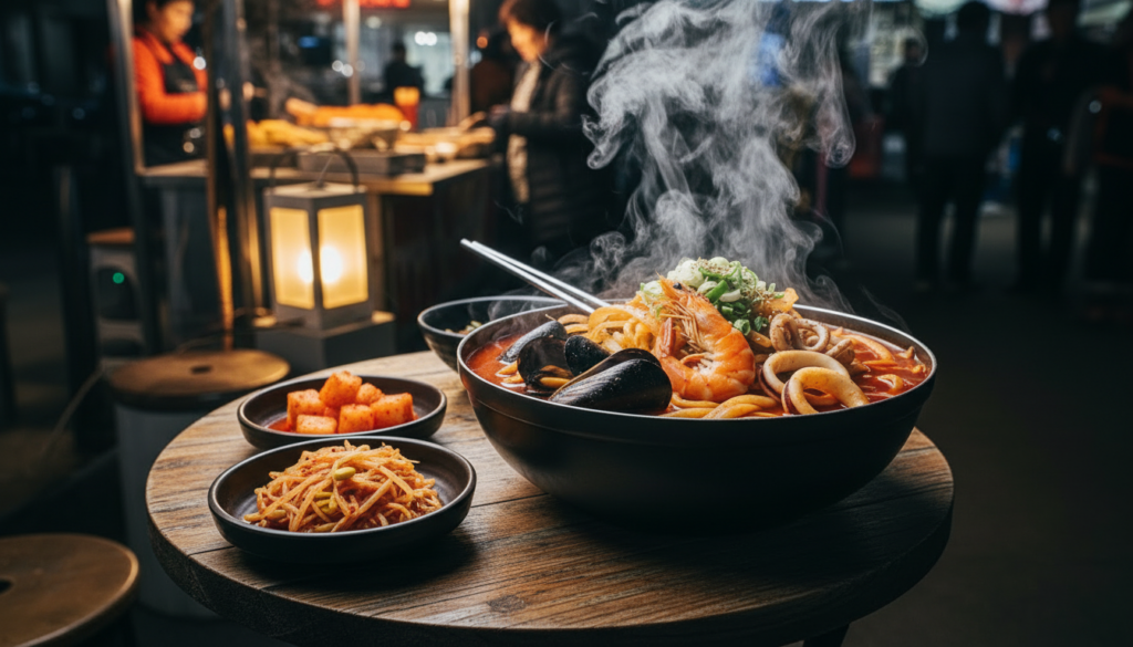 Spicy Korean Seafood Soup Noodles