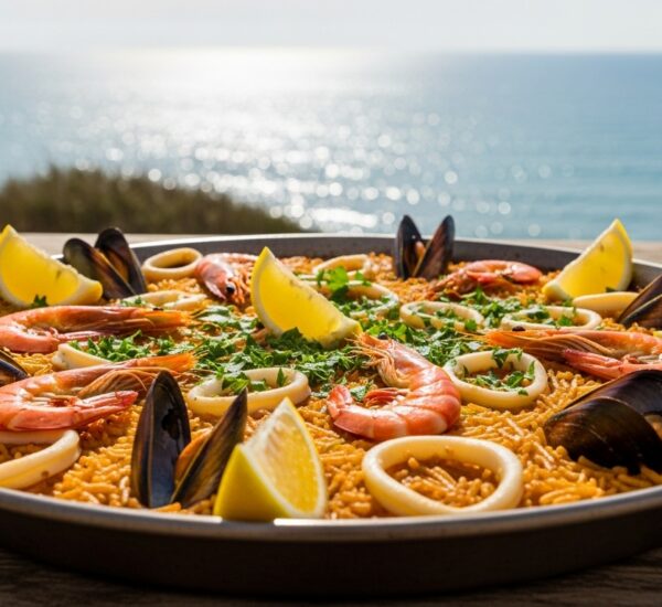 Spanish seafood fideuà