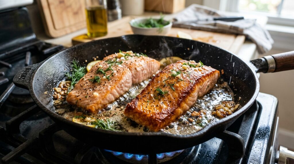 pan seared salmon with honey