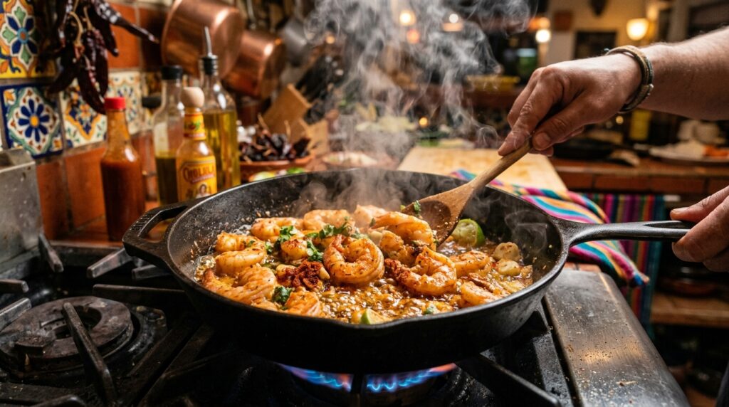 Cheesy seafood quesadillas with shrimp and melted cheese